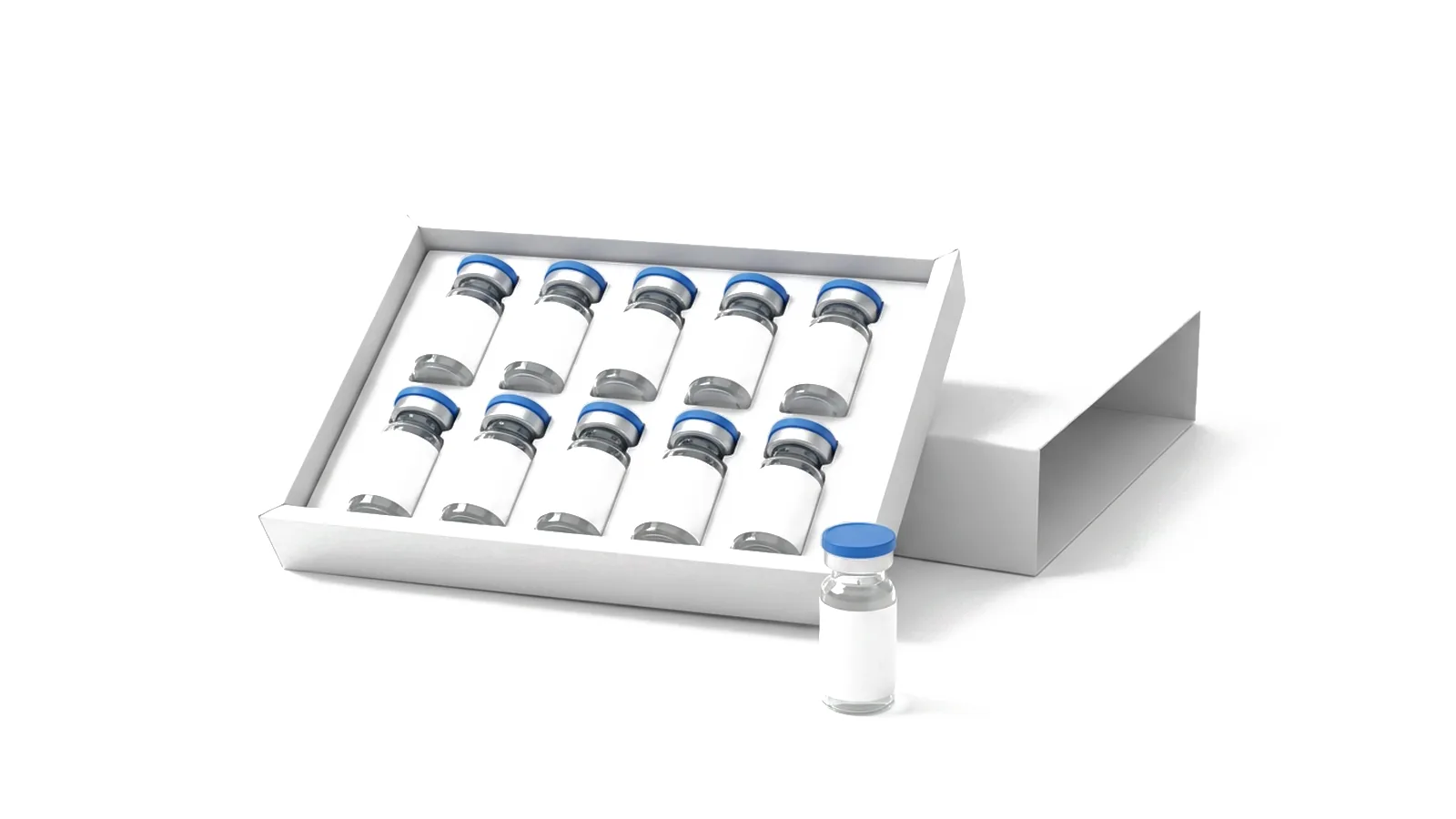 Ten-vial research kit with one vial in front